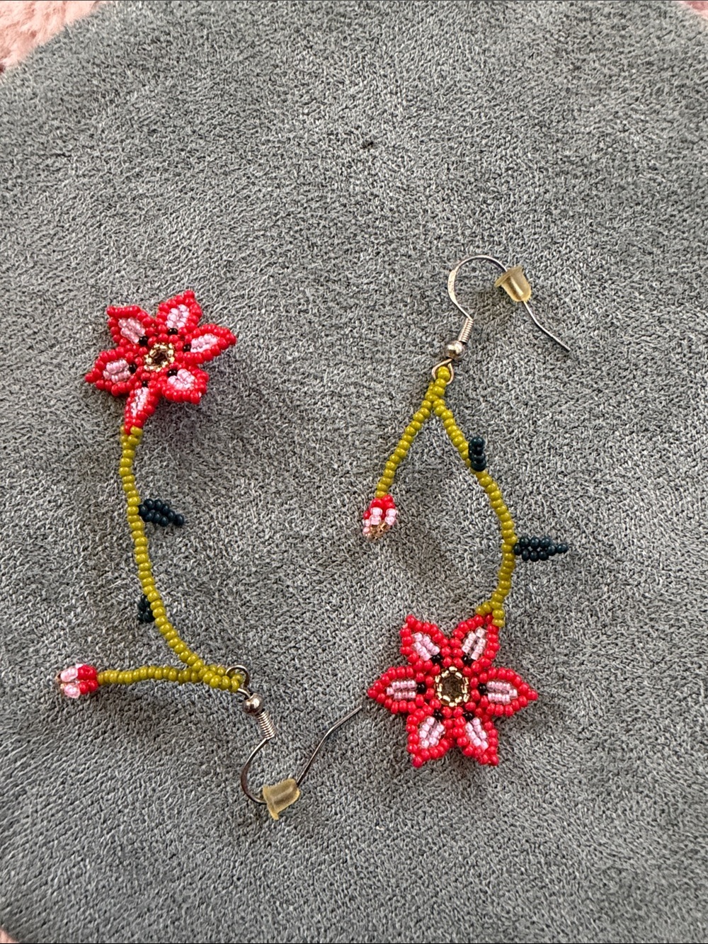 Handcrafted Floral Bead Earrings